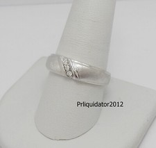 1/20CT MENS NATURAL DIAMOND WEDDING BAND BRIDAL RING 10K WHITE GOLD