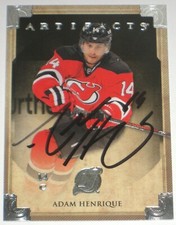 ADAM HENRIQUE SIGNED 13-14 UPPER DECK ARTIFACTS NEW JERSEY DEVILS CARD AUTOGRAPH