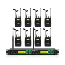 IEM UHF Wireless in Ear Monitor System 2 Channel 8 Bodypacks Monitoring with ...