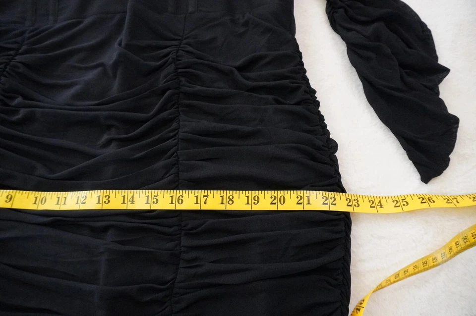 City Chic Dress Size L / 20 Ruched Bustier Party Black Bodycon Knee Length LBD - image 2 of 4