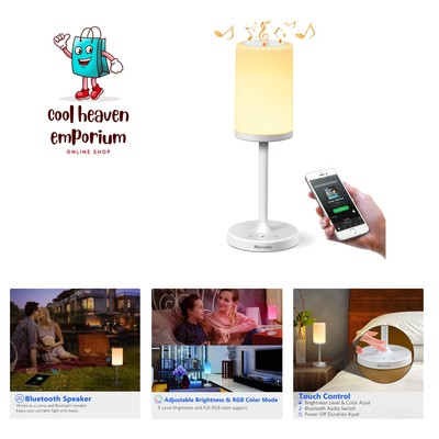 Marrado Bluetooth Speakers + Bedside Lamp, Night Light, Smart Touch Control T...