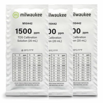 3x 20ml 1500 ppm TDS Calibration Solution, milwaukee/m10442/hanna/hi70442