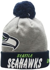 Seattle Seahawks Solid Hit Cuffed Pom Knit