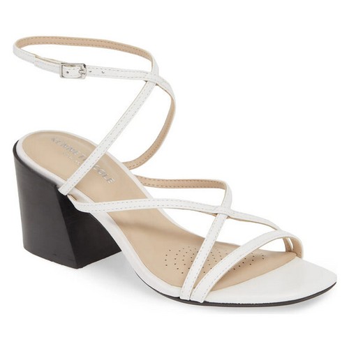 Martha Strappy Block Heel Sandal, White 