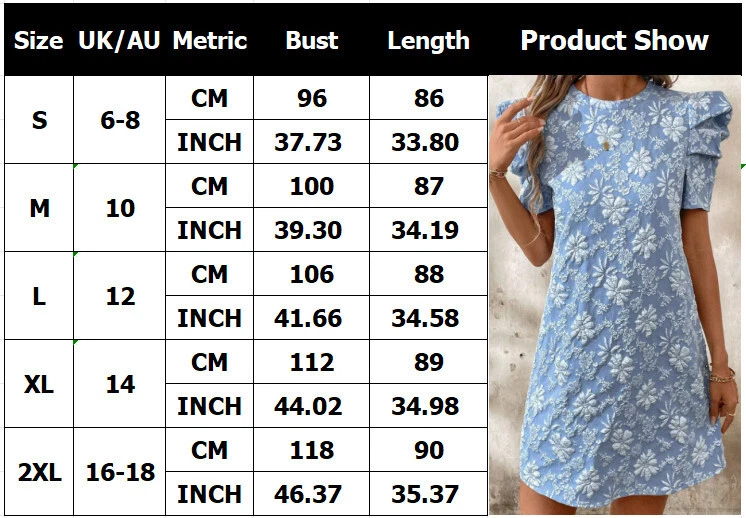 OFF WHITE Vestito donna corto manica a sbuffo fiori abiti festa mini camicie estive TAGLIA 6 18