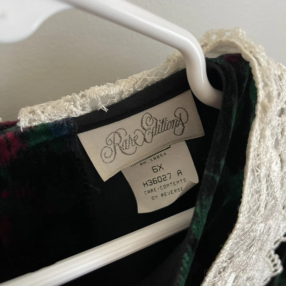 Vestido de fiesta floral vintage de terciopelo con cuello de encaje con ojales ediciones raras 6x Foto 4 de 4