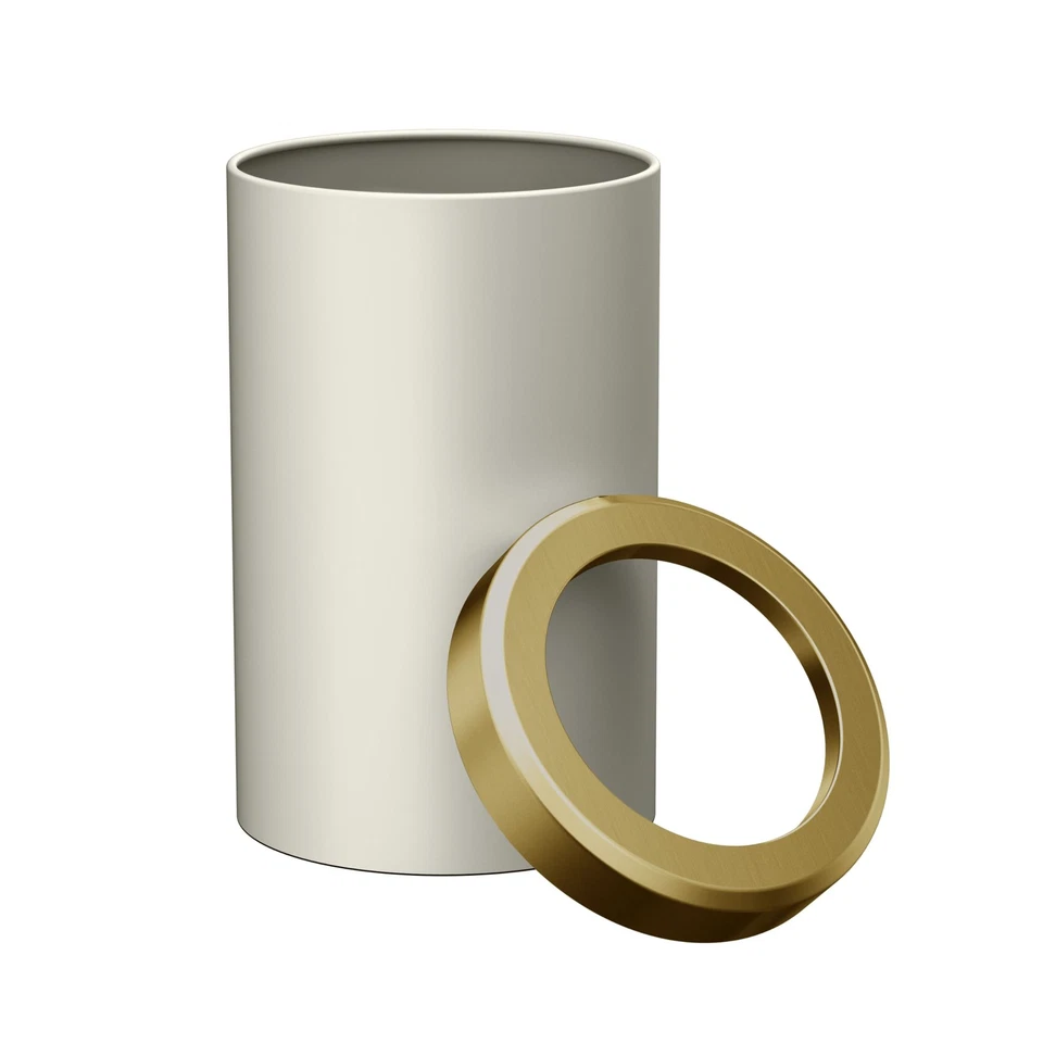 Moderna papelera redonda, perla mate y latón cepillado combo - acero inoxidable... Foto 2 de 3