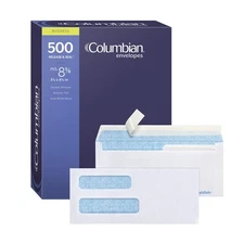 #8 5/8 Security Envelopes, 500/Box, Double Window, 3-5/8" x 8-5/8", Release &...
