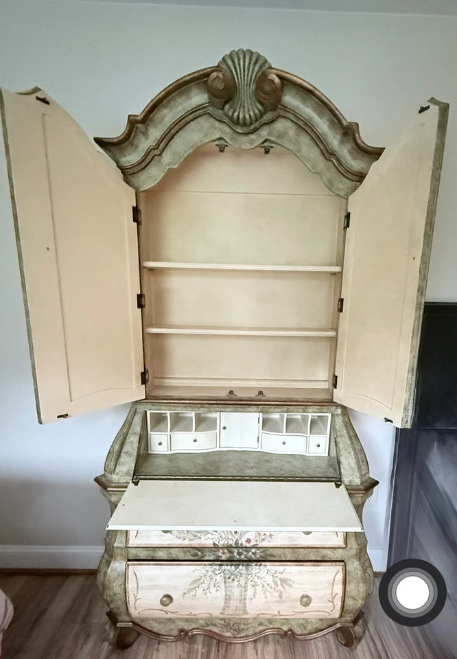 Vtg Hand Paintrd Pulaski Armoire Secretary Desk Venetian SHIPPING AVAILABLE - Image 2 of 4