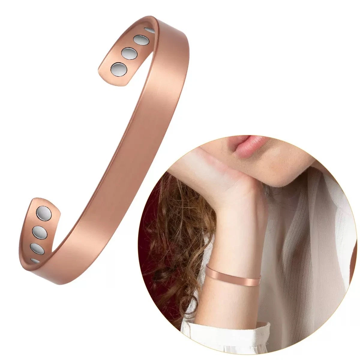 Pure Copper Neodymium Magnetic Therapy Bracelet Cuff Men Women Healing Bangle