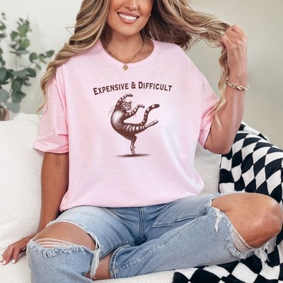 Teures & schwieriges Damen ringgesponnenes T-Shirt Ballett Katze Geschenk für Sie