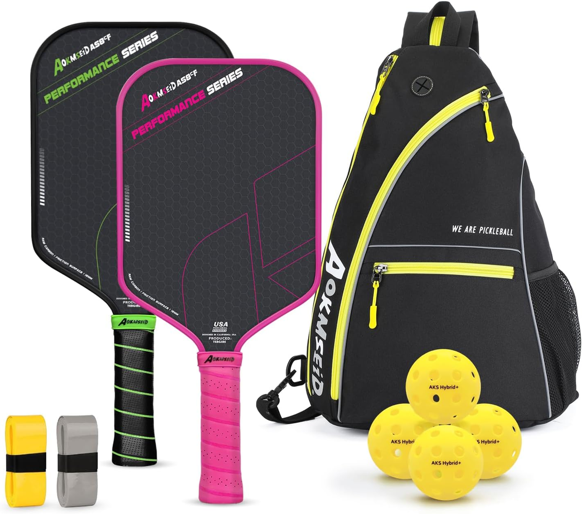AKS Performance Pickleball Paddle Set - Toray Carbon Fiber, Spin