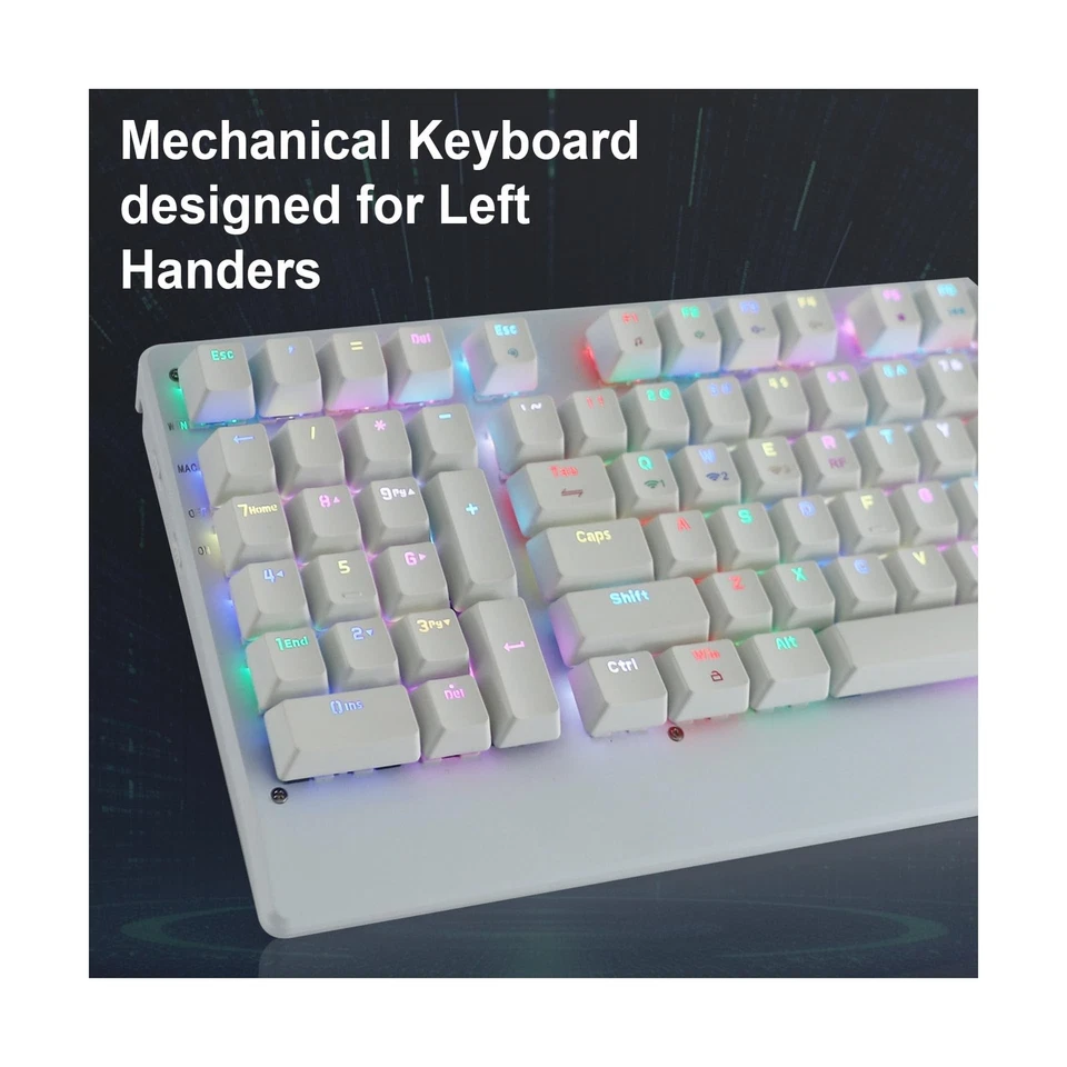 Teclado mecánico con cable ZY-2216 para juegos zurdos, BT/2,4 Ghz/USB-C... Foto 3 de 4