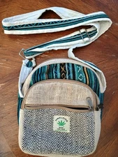 Himalayan Hemp THC Free Crossbody Shoulder Bag 5 Pocket Made in Nepal
