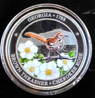 Georgia US State Bird & Flag Colorized Vtg Rare Bullion-0.999 Silver 1 Oz Coin