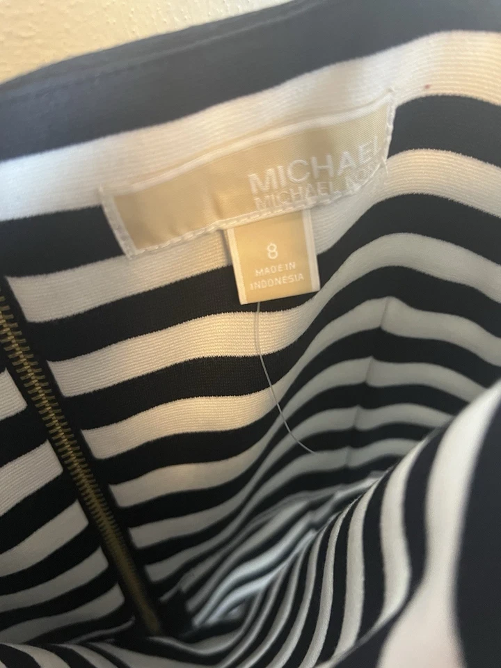Vestido para mujer Michael Kors náutico azul y blanco a rayas talla 8 Foto 4 de 4
