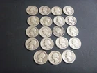 19ct 1944 Washington Silver Quarters  1944p (16), 1944d (2), 1944S (1)   90%