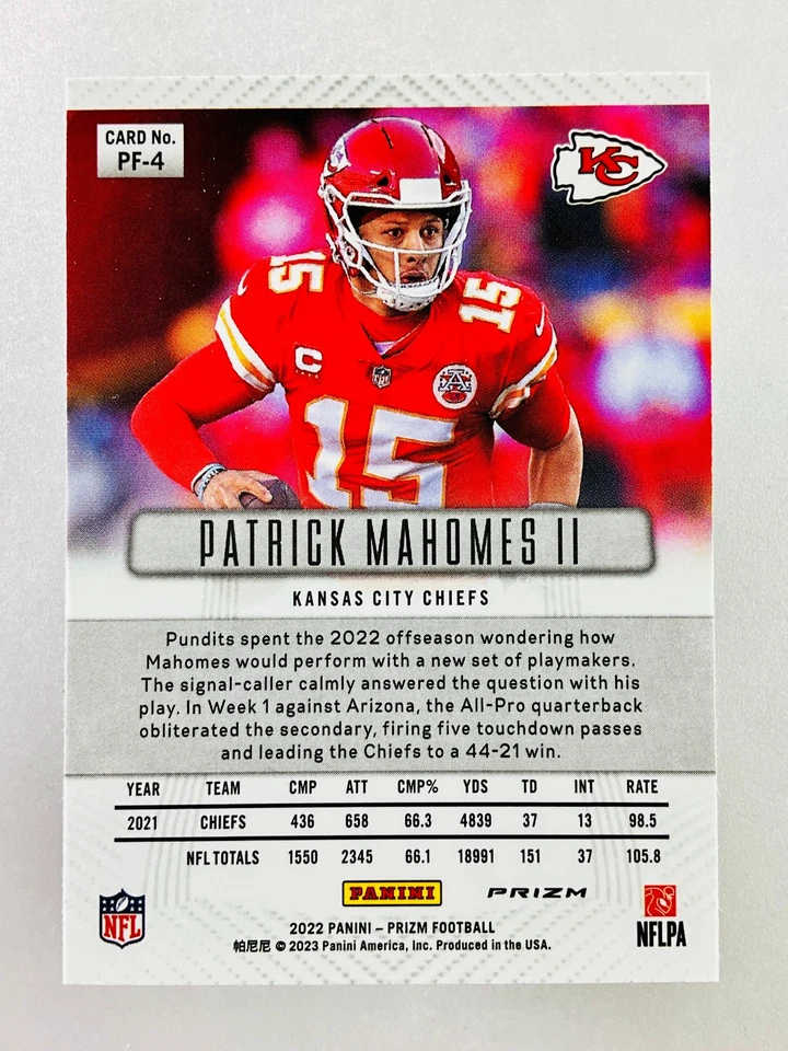 PATRICK MAHOMES II 2022 PANINI PRIZM FLASHBACK SILVER CHIEFS - Image 2 of 2