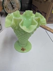 Vintage Fenton Hobnail Vase, Lime Green, 5 3/4" Tall, Some Say It Glows