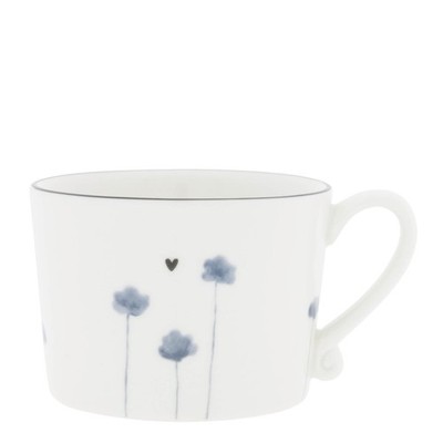 Tasse, Becher IRIS BLUE POPPY Blumen 300ml weiß blau Bastion Collections