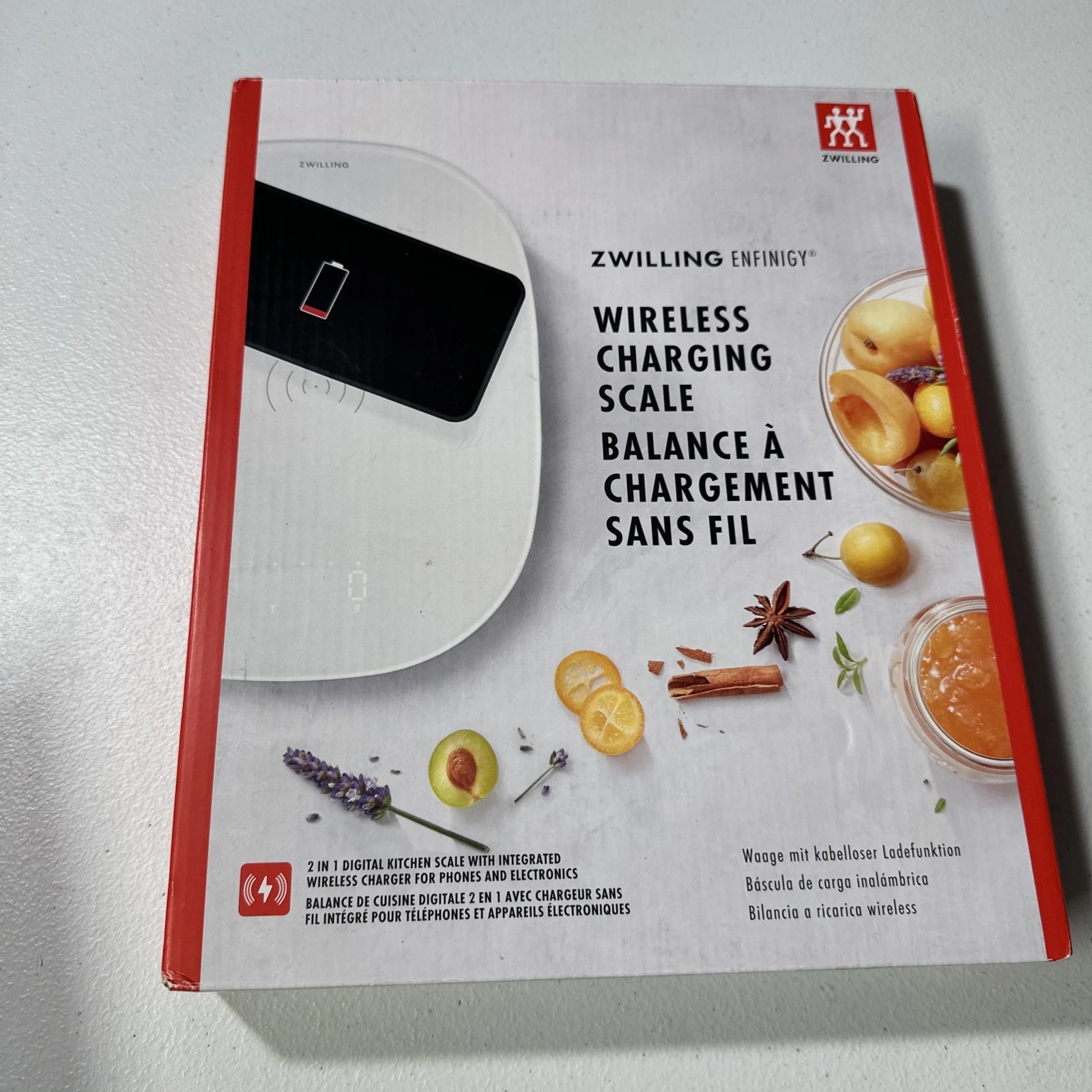 ZWILLING Enfinigy WIRELESS Charging Station & Digital Kitchen Scale (WHITE) NEW!