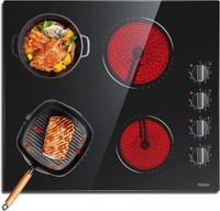 💥💥4 Zone Ceramic Hob with Knob, Easy Use, 6000W, 9 cooking power setting💥💥
