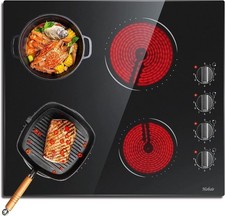 💥💥4 Zone Ceramic Hob with Knob, Easy Use, 6000W, 9 cooking power setting💥💥