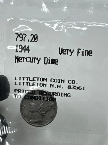 1944 Mercury Dime Very Fine Condition Scarce Coin ~ Littleton Coin Co