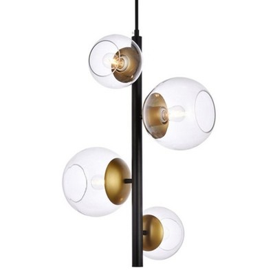 Elegant Lighting LD654D18 Wells 4 Light 18''W Pendant - Black