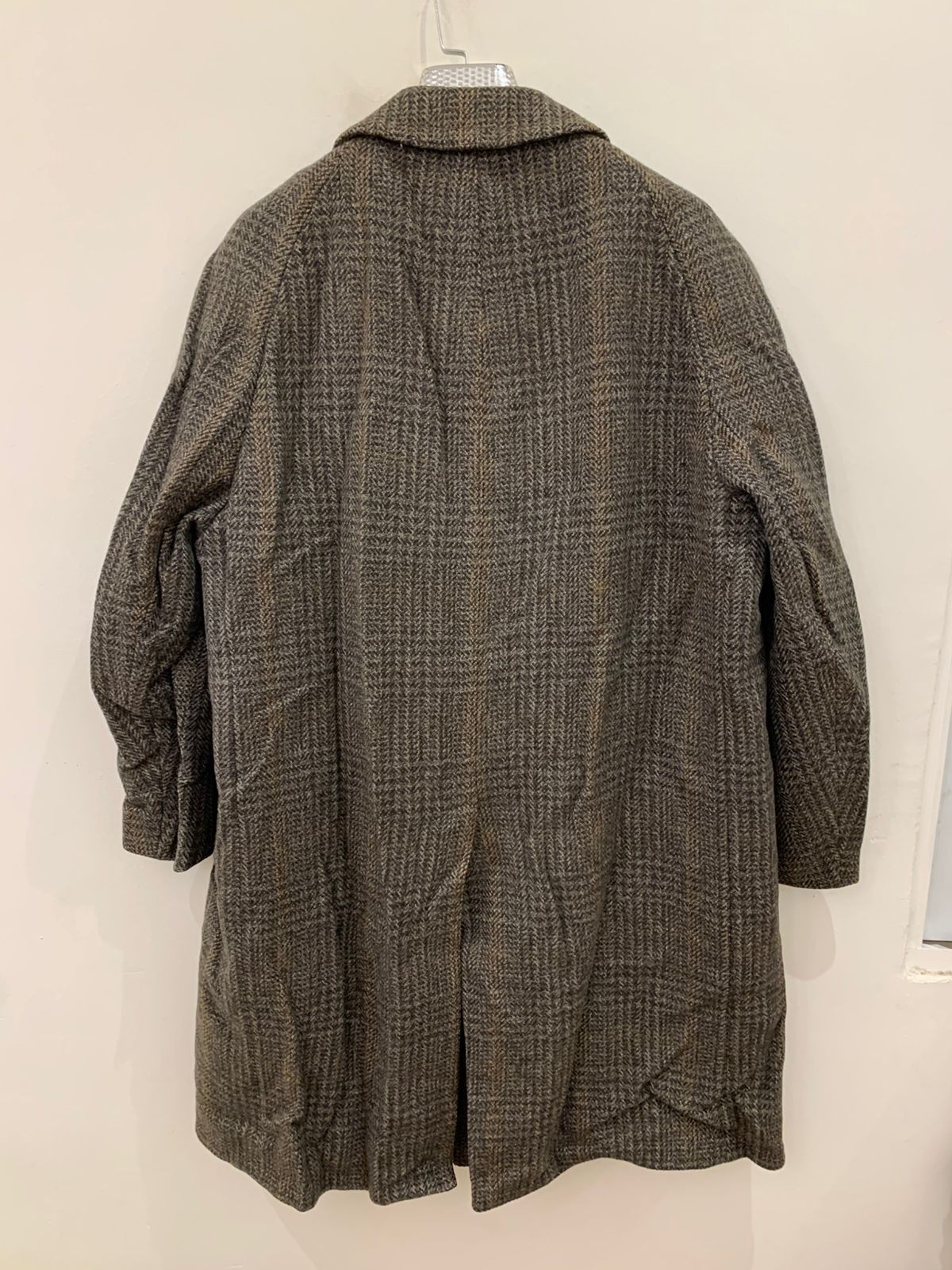 1970s Vintage pure wool Tweed glen check classic raglan over coat 48R XL image 6