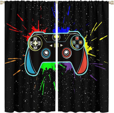 Colorful Gamepad Blackout Curtains for Teen Gamer Room, 2 Panels W84 XH84