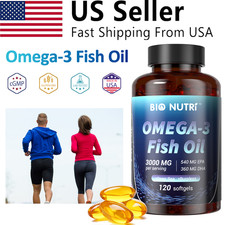 Triple Strength Omega 3 Fish Oil 3000 mg Softgels Nature's Fish Oil Supplements