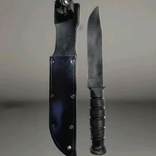 US Camillus Mark 2 MK2 Fixed Blade Combat Knife with Leather Sheath 