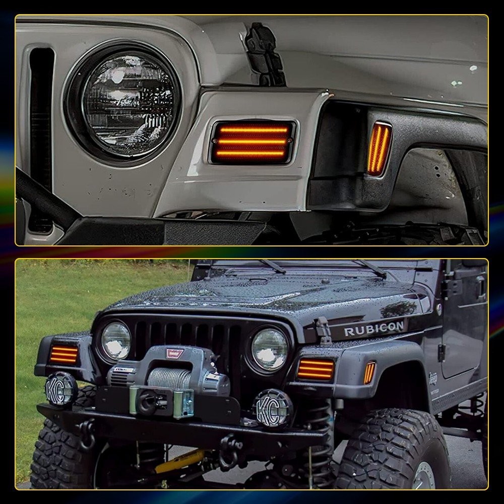 4PCS Amber Dynamic LED Fender Side Markers For light Jeep Wrangler TJ 1997-2006 thumbnail 13