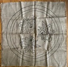 Vintage Unbranded Rug Hooking Tufting Burlap Canvas Round Floral 35"