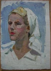 Ukrainian Soviet USSR Oil Painting postimpressionism female portrait girl
