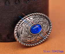 10 SET Antique Silver Western Oval Crystal Leathercraft Horse Saddle Belt Concho