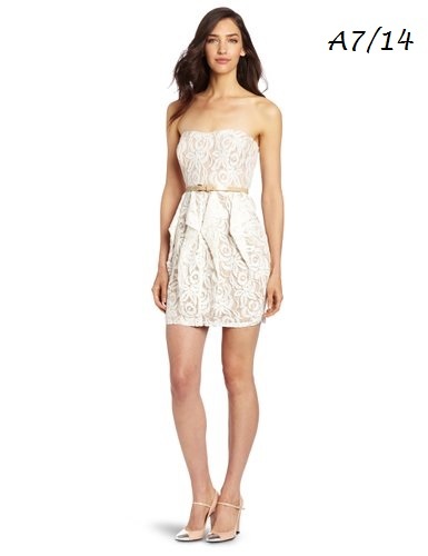 jessica simpson ivory dress JESSICA SIMPSON $148 Sexy Ivory Lace Strapless Pointed Ruffle Skirt Dress  10 QCO