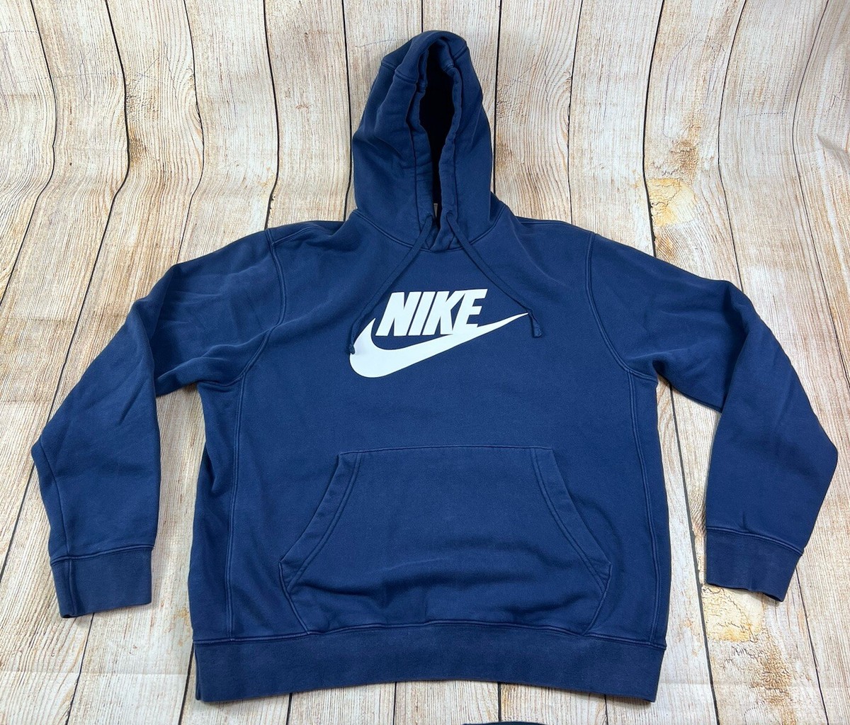 nike men's sportswear club fleece hoodie midnight navy