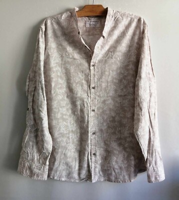 Shirt beige gemustert und Kragen Mao Baumwolle Regular Gr.40 AT Company (4503018)