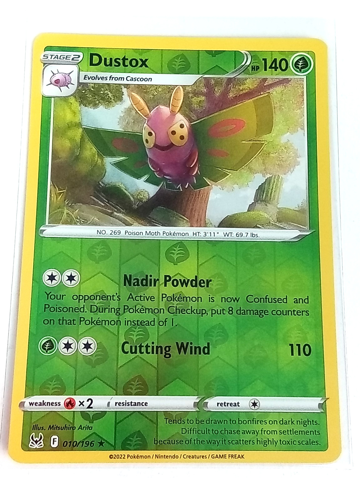Dustox 10/196 Lost Origin Reverse Holo Rare Pokémon Card 2022