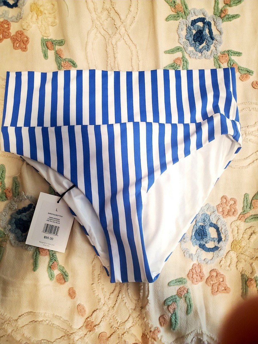NWT We Wore What Bikini Sardinia Bottom Cabana Striped Palace Blue Onia  large
