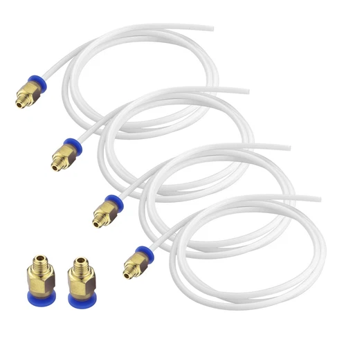 4 x PTFE Teflon Hose Tube White + 6xPC4-M6 Pneumatic Quick Fitting