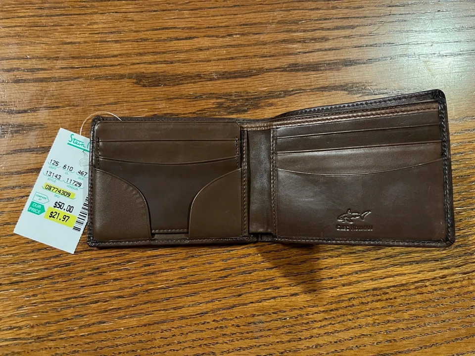 Cartera de cuero marrón Greg Norman vintage.  Nuevo con etiqueta.  El precio de venta es de $50. Foto 4 de 4