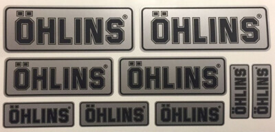 Kit 10 stickers stickers OHLIN TTX TTS SUSPENSION SILVER BLACK 