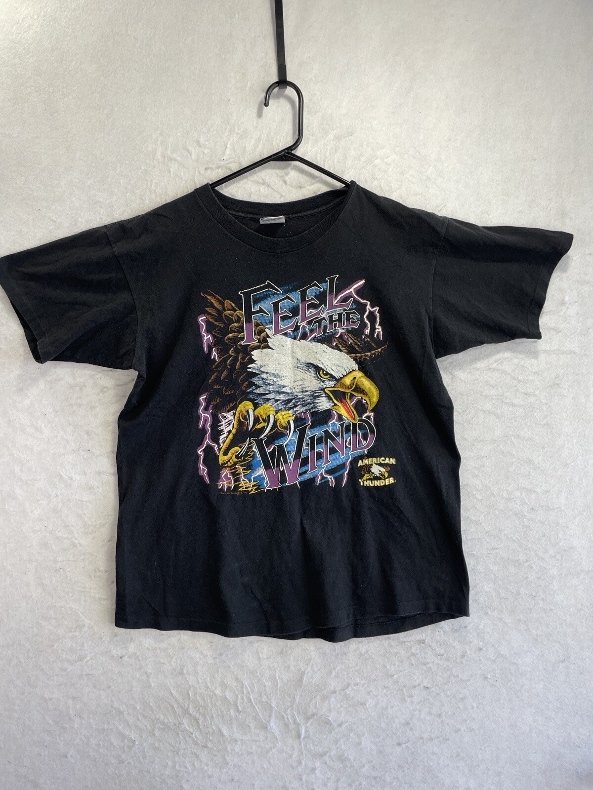 FILA Maglietta vintage American Thunder Feel The Wind aquila calva biker Harley taglia M