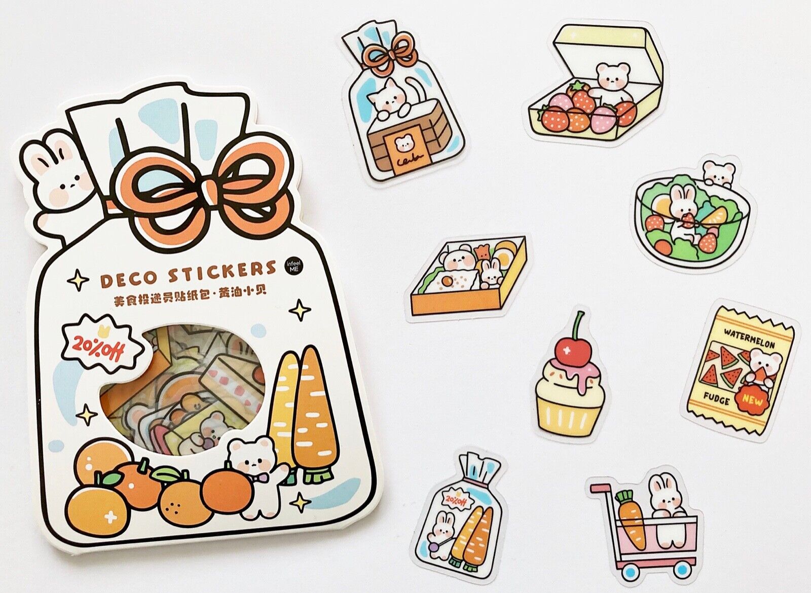 Grocery shopping with ted bun n cat cute kawaii kitsch stickers | eBay