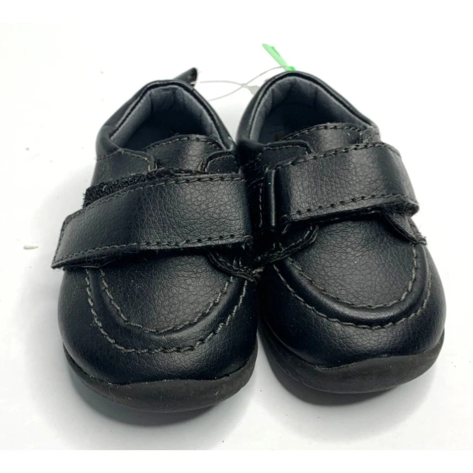 George Boys INfant Baby 2 Negro Zapatos Sin Cordones Tenis Flexibles Zapatillas de Tracción Foto 3 de 4