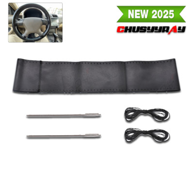 Black 15'' DIY Car Steering Wheel Cover  Leather for VOLVO Black New