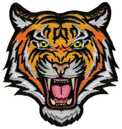 BENGAL TIGER iron-on PATCH embroidered ROARING WILD ANIMAL SOUVENIR APPLIQUE new - Afbeelding 1 van 2